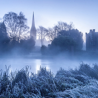 Buy canvas prints of  Cold blue View of Salisbury Cathedral by Paul Chambers