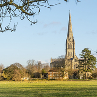 Buy canvas prints of cathedral View across the water meadows by Paul Chambers