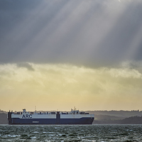 Buy canvas prints of Crepuscular on the Solent. by Paul Chambers