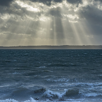 Buy canvas prints of  Crepuscular rays on the Solent by Paul Chambers