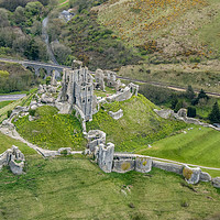 Buy canvas prints of Corfe Castle Aeriel View by Paul Chambers