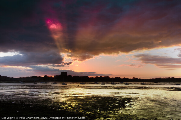 Portchester Sunset Picture Board by Paul Chambers