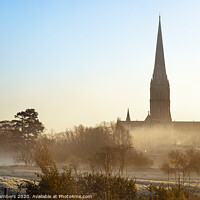 Buy canvas prints of Majestic Salisbury Cathedral in Winter by Paul Chambers