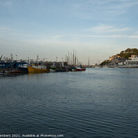 Buy canvas prints of Brixham Harbour Devon with fishing trawlers moored by Paul Chambers