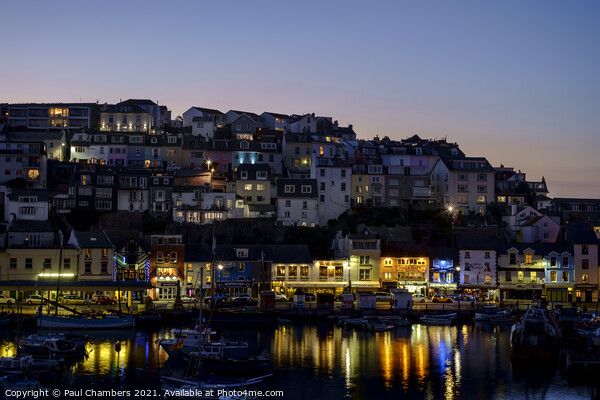 Houses and Businesses Brixham Harbour Devon at twi Picture Board by Paul Chambers
