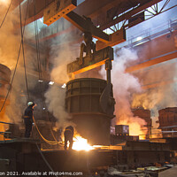 Buy canvas prints of Steel Foundry Scene by Mark Tomlinson