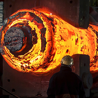 Buy canvas prints of  Large Ingot being forged at high temperature by Mark Tomlinson
