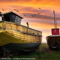 Buy canvas prints of THREE BOATS AT SUNSET by Tony Sharp LRPS CPAGB