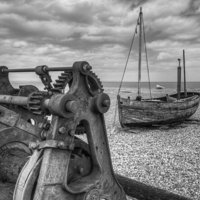 Buy canvas prints of  Winch and Boats by Tony Sharp LRPS CPAGB