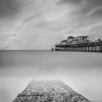 Buy canvas prints of  Hastings Pier in Monochrome by Tony Sharp LRPS CPAGB