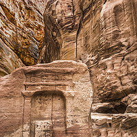 Buy canvas prints of Relief Sculpture among the Rocks -  Petra by Tony Sharp LRPS CPAGB