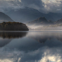 Buy canvas prints of Derwent Water Mist and Sunlight by Tony Sharp LRPS CPAGB