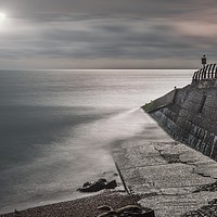 Buy canvas prints of Hastings' Sea Wall Lit by the Moon by Tony Sharp LRPS CPAGB