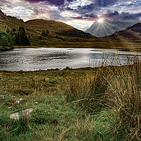 Buy canvas prints of THE LANGDALE PIKES VIEWED OVER BLEA TARN by Tony Sharp LRPS CPAGB