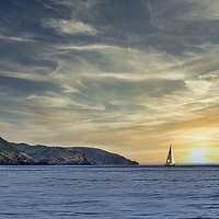 Buy canvas prints of LONE YACHT OFF HEADLAND -CORNWALL by Tony Sharp LRPS CPAGB