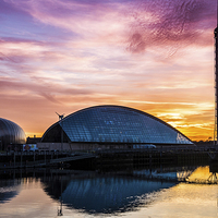 Buy canvas prints of  Glasgow Science Centre Sunset  by Kevin Dalziel