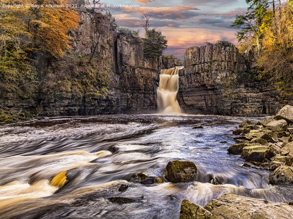 High Force Sunset Picture Board by Reg K Atkinson