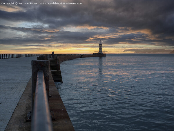 Roker Pier and Lighthouse Sunrise Picture Board by Reg K Atkinson