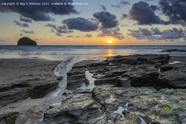 Cornish Sunset Picture Board by Reg K Atkinson