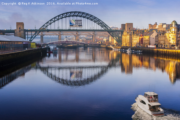 Newcastle Three Bridges Over The Tyne Picture Board by Reg K Atkinson