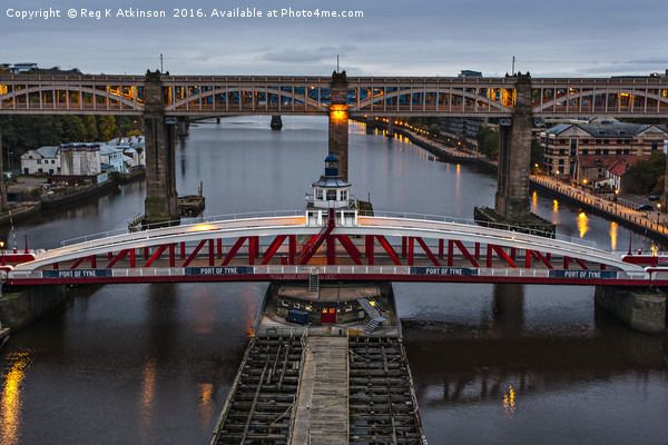 Swing Bridge Newcastle Picture Board by Reg K Atkinson