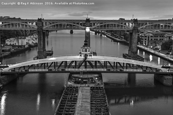 Swing Bridge Newcastle Picture Board by Reg K Atkinson