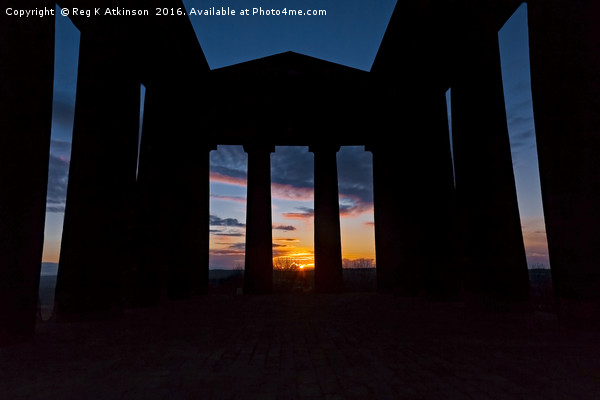 Penshaw Monument Sunset Picture Board by Reg K Atkinson