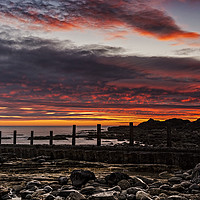 Buy canvas prints of Groynes And Featherbed Rock, Seaham. by Reg K Atkinson