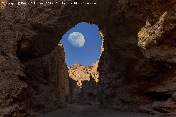 Moon Through Rock Arch Picture Board by Reg K Atkinson