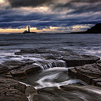 Buy canvas prints of St Mary's Lighthouse From Old Hartley by Reg K Atkinson