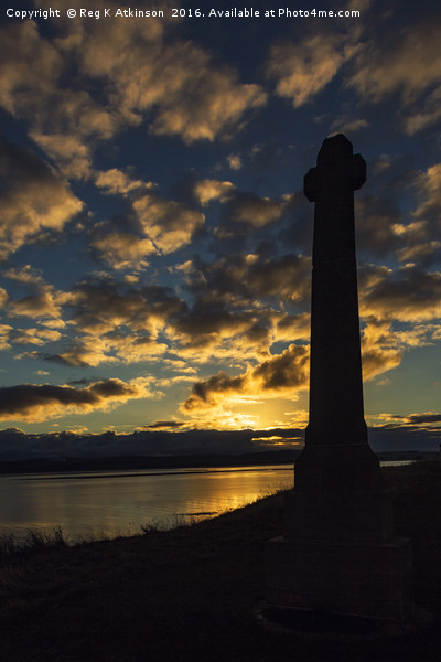 Lindisfarne Memorial Cross At Sunset Picture Board by Reg K Atkinson