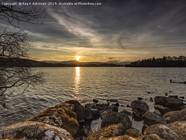 Windermere Sunset Picture Board by Reg K Atkinson