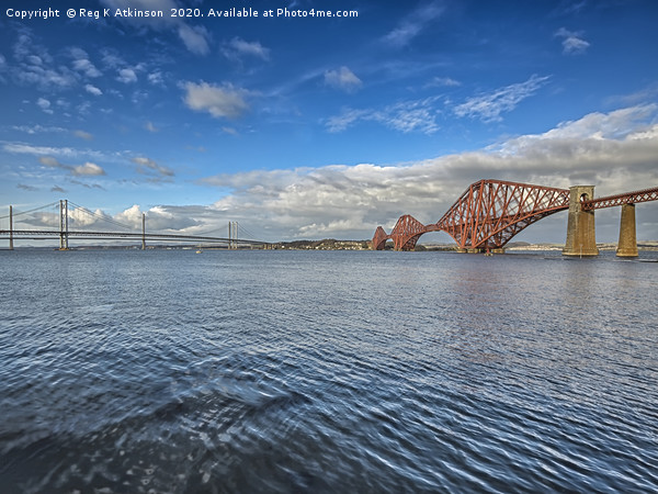 The Forth Bridges Picture Board by Reg K Atkinson