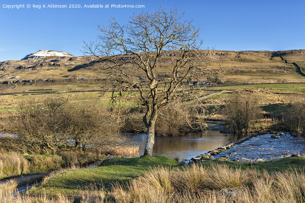 Ingleborough and Beezleys Ford Picture Board by Reg K Atkinson