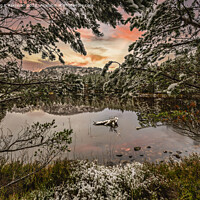 Buy canvas prints of Winter Sunset at The Loch by Reg K Atkinson
