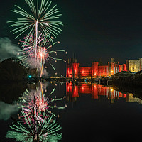 Buy canvas prints of Caernarfon castle fireworks by Lee Sutton