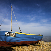 Buy canvas prints of  The Little Blue Boat by Dave Fegan-Long