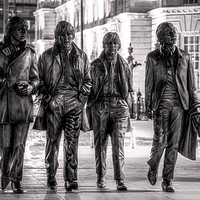 Buy canvas prints of The Beatles Statue Liverpool pier head  by Steven Blanchard