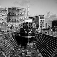 Buy canvas prints of Dry dock black and white by Steven Blanchard