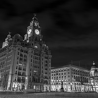 Buy canvas prints of 3 graces Liverpool black and white by Steven Blanchard