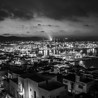 Buy canvas prints of Ibiza Old town at night by phil davidson
