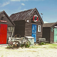 Buy canvas prints of Old Fishing Huts by Ian Merton
