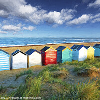 Buy canvas prints of Southwold beach huts by Ian Merton