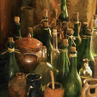 Buy canvas prints of Old Bottles and Jugs by Ian Merton