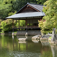 Buy canvas prints of  Japanese garden and ceremonial house by Jurgen Schnabel