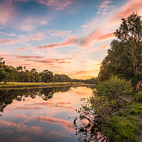 Buy canvas prints of Sun Setting on the Spey at Newtonmore by Nick Rowland