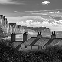 Buy canvas prints of Coastguard Cottages and the Seven Sisters at Cuckm by Nick Rowland