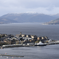 Buy canvas prints of  Inverclyde View , Gourock , Snow  by Paul Tipping