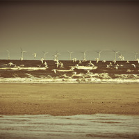 Buy canvas prints of Flock of wind turbines... by S Fierros