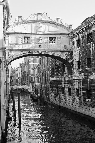 Venice Bridge of Sighs B&W Picture Board by John Hickey-Fry